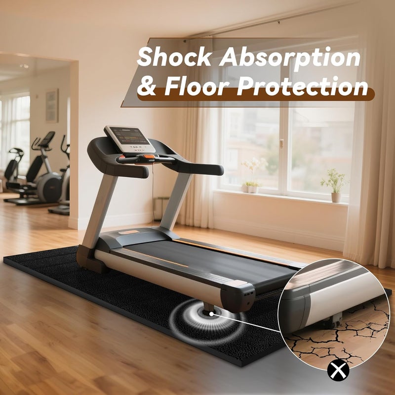 VTORY Walking Pad Mat for Carpet, Treadmill Mat for Hardwood Floors, Bike Mats Compatible with Peloton – Non-Slip Exercise Mats, Shock Absorbing & Floor Protection for Home Gym Use (71" x 32"x0.24"Th) - Image 3